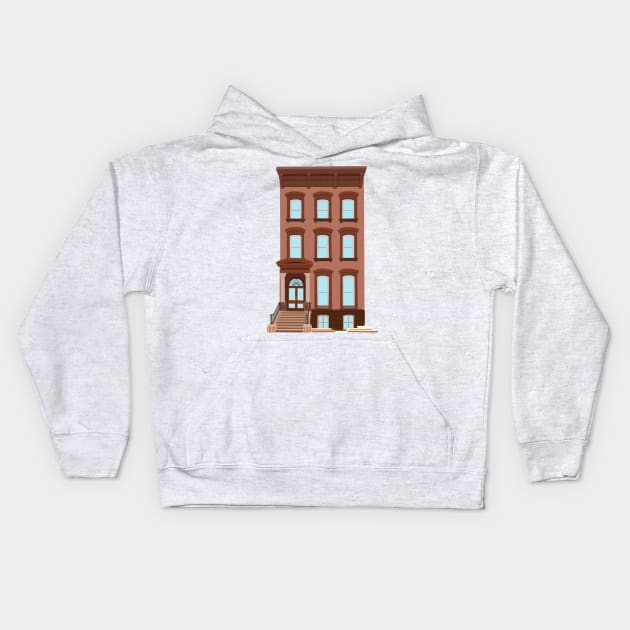 Brooklyn Brownstone Home Kids Hoodie by Art by Deborah Camp